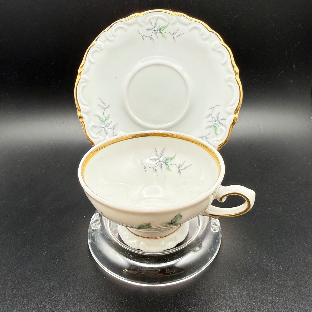 Winterling Green Ming Demitasse Cup Saucer Bavaria Germany Gold Trim